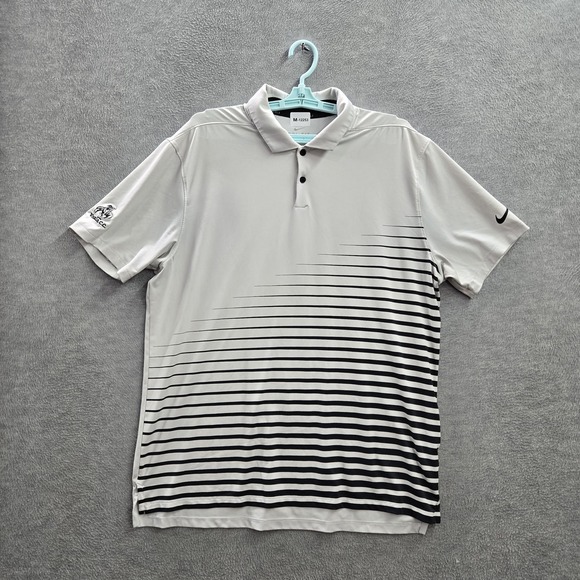 Nike Other - Nike Men Polo L White Striped Vapor Swoosh Logo Dri Fit Golf Short Sleeve